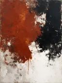 Schilderij: roest en zwart op wit