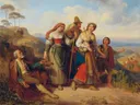 Roman pilgrims van Johann Ender: figuren met pelgrim en bedevaart