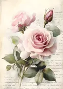 Roze rozen op een vintage achtergrond met handschrift