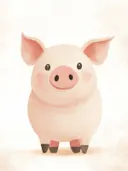Schilderij van een rond roze biggetje, kinderkamer decoratie