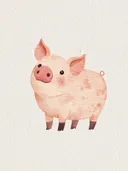 Schilderij van een schattig roze varkentje