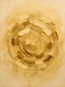 Kwastslag schilderij, ronde lagen in Sahara Goud