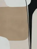 Minimalistisch schilderij met ronde vormen in zand en wit