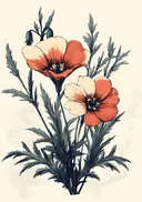 Botanische illustratie van rode klaprozen