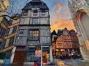 Rouen, Gros-Horloge in avondlicht, schilderij van Rouen