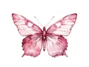 Aquarel illustratie van een roze vlinder op een witte achtergrond