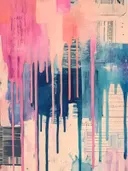 Roze en blauwe verfdruppels over vintage papier