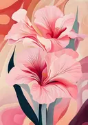 Abstract schilderij van een roze bloem