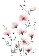 Aquarel van roze bloemen met grijstinten