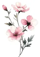 Aquarel van roze bloementak