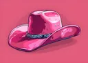 Pop-art illustratie van een roze cowboyhoed met studs op roze achtergrond