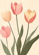 Schilderij van roze en oranje tulpen