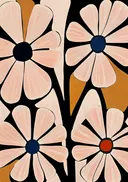 Illustratie van roze bloemen op zwarte ondergrond