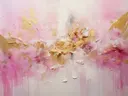 Abstract schilderij in roze en goud