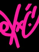 Roze graffiti krul op zwart, typografie schilderij