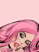 Pop-art illustratie van een huilende vrouw met roze haar