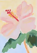 Schilderij van een roze hibiscusachtige bloem