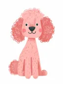 Schilderij van een roze poedel met krullen, kinderkamer wanddecoratie