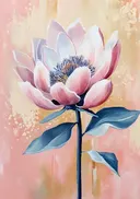 Schilderij van een roze lotusbloem
