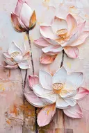 Roze lotusbloemen met gelaagde reliëf-textuur, close-up compositie