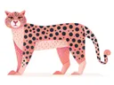 Schilderij van een roze luipaard, kinderkamer wanddecoratie