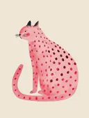 Illustratie van een roze luipaardje met stipjes, kinderkamer schilderij
