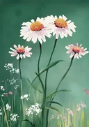 Schilderij van roze madeliefjes