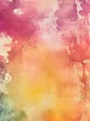 Abstract waterverf schilderij met wolkachtige vlakken in roze en oranje