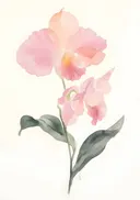 Aquarel van een roze orchidee