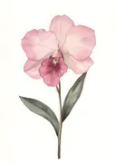 Schilderij van een roze orchidee