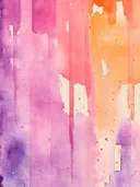 Abstract aquarelschilderij in roze, paars en oranje tinten met papiertextuur