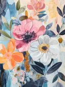 Collage van een grote roze bloem en witte bloem met donkere bladeren