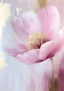 Schilderij van een roze pioenroos met gouden accenten
