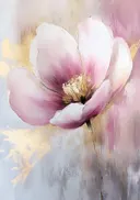 Roze pioenroos, schilderij van een roze pioenroos