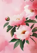 Close-up schilderij van roze pioenrozen