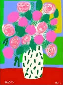 Roze bloemen in pop-art stijl