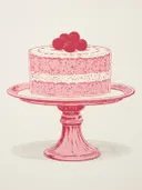 Illustratie van een roze laagtaart met bessen