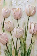 Roze tulpen geschilderd met getextureerd reliëf-effect
