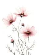 Aquarel van roze veldbloemen