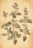 Botanische prent van kleine roze veldbloemen