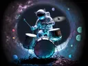 Astronaut drumt in breedbeeld