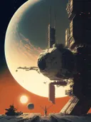 Ruimtestation voor een grote planeet