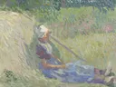 Rustende boerin van Jan Toorop: figuren met boerin, gras, hooi en zomer, in fris groen en geel