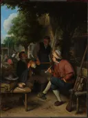 Rustende reizigers van Adriaen van Ostade: figuren