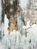 Abstract schilderij met ruwe betontextuur en gouden accent