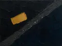 Abstract schilderij, ruwe materie op de diagonaal in antraciet en goud