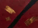 Abstract schilderij, ruwe materie op de diagonaal in bordeaux en brons