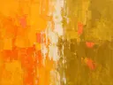 Abstract schilderij met het paletmes in saffraan en mosterd