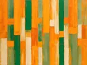 Saffraan en smaragd in kolommen, abstract schilderij met het paletmes