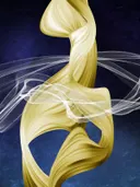 Abstract schilderij met satijnen gouden spiraal
